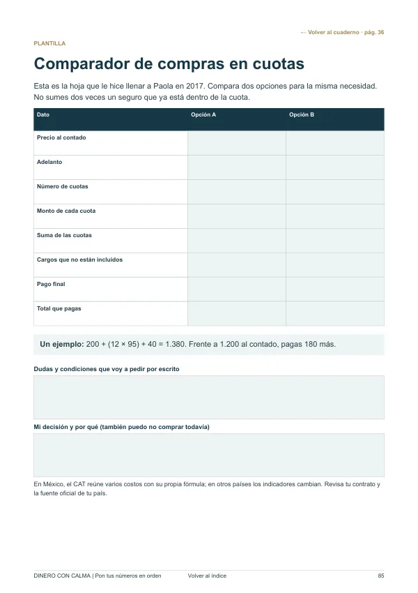 Comparador de compras en cuotas