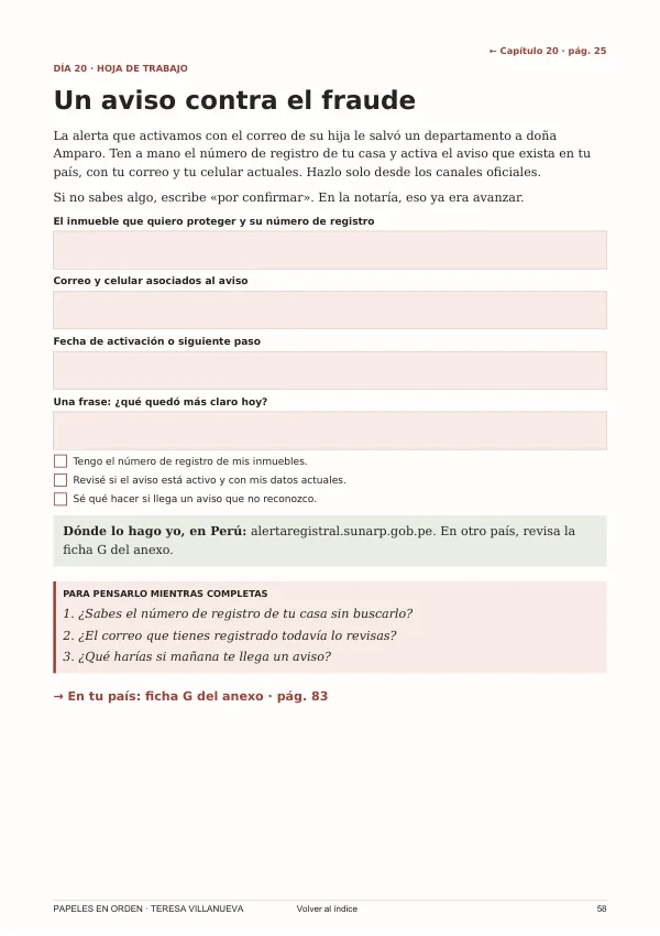 Hoja de trabajo del día 20: un aviso contra el fraude